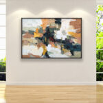 Abstract painting, original oil painting on canvas hanging on a modern wall