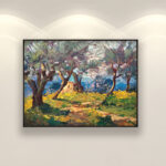 Olive Trees painting, original oil painting on canvas, hanging on a modern wall